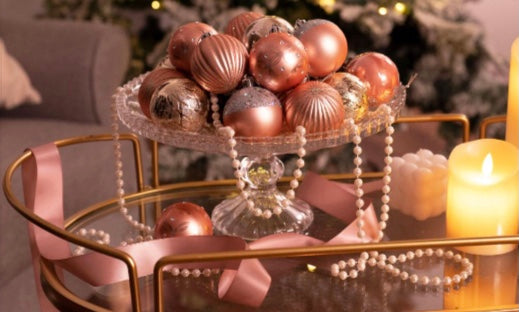 Glitzy Gold & Rose Gold luxury baubles 30 piece set