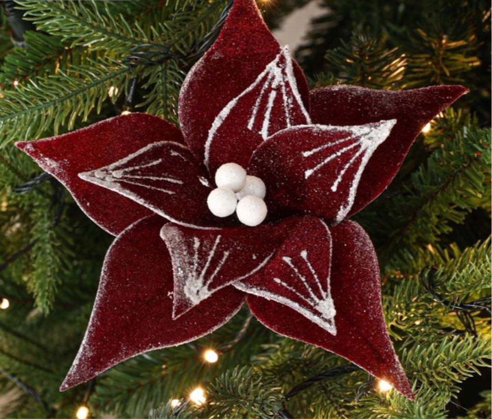 Christmas artificial flower. Burgundy Christmas tree decoration