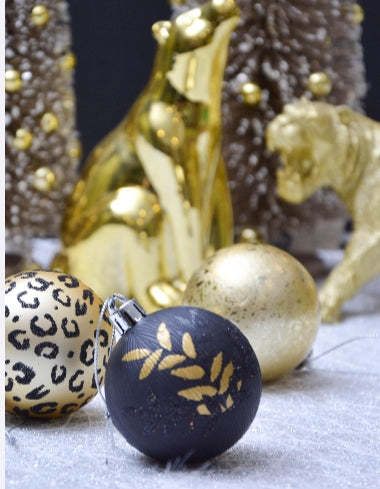 Bespoke Luxury leopard print baubles 9 piece set