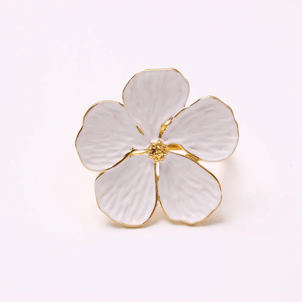 White & Gold metal flower napkin ring