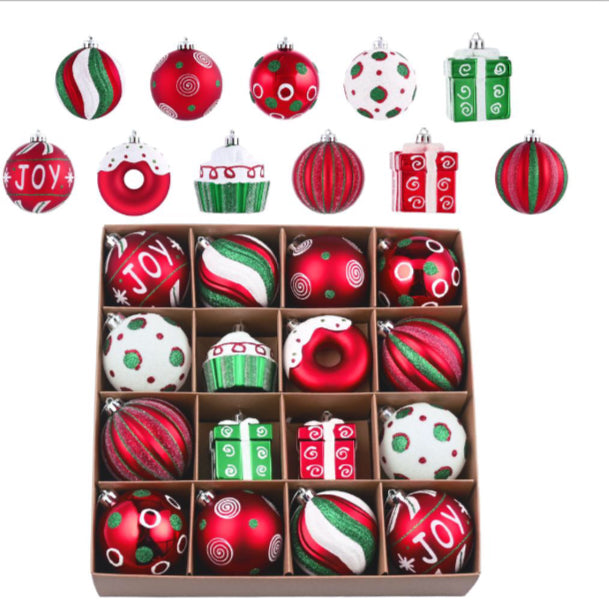 Festive doughnut, cake design bauble 16 piece set