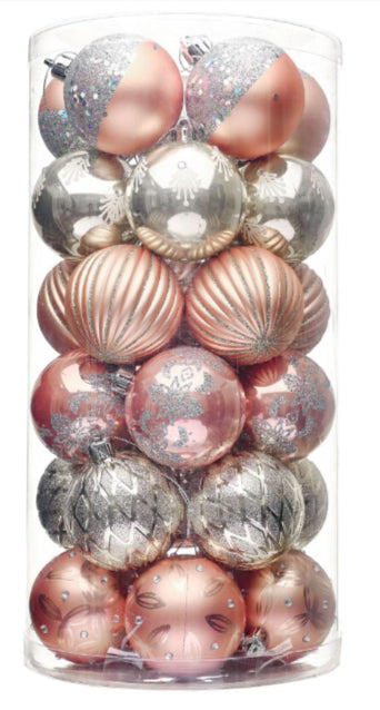 Glitzy Gold & Rose Gold luxury baubles 30 piece set