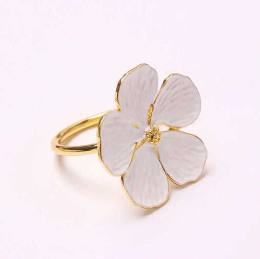 White & Gold metal flower napkin ring