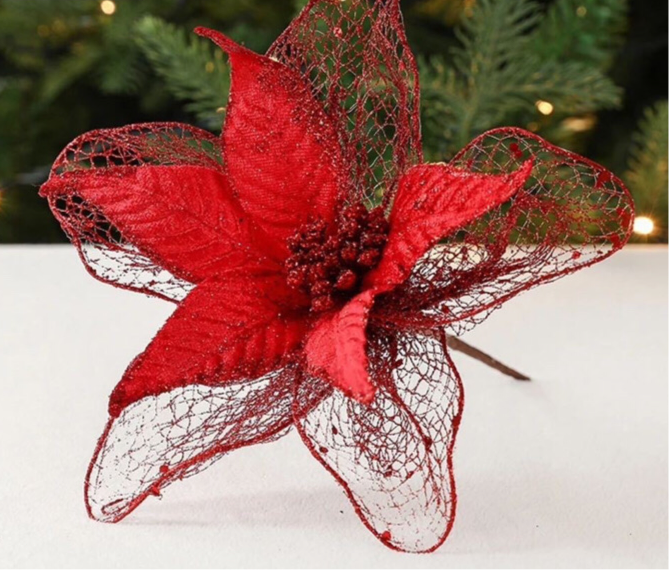 Christmas artificial flower, red Christmas tree decoration