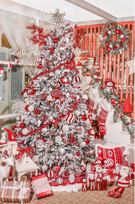 Christmas Classic red and white Baubles 24 piece set